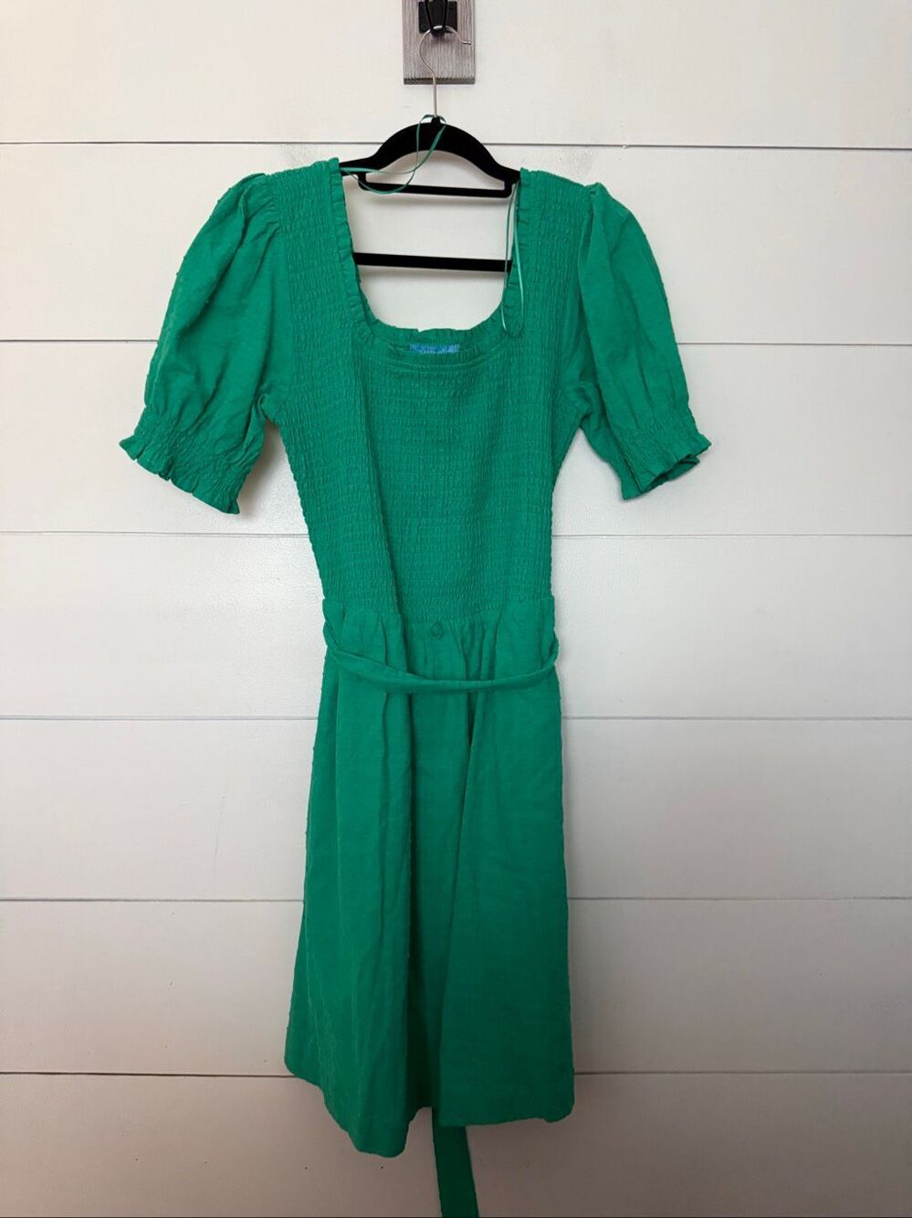 Draper James Women’s Medium Green Puff Sleeve Square Neck Mini Dress